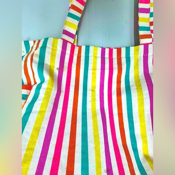 Cat and Jack Colorful Striped Canvas Tote Bag With Side Pockets - Picture 7 of 7